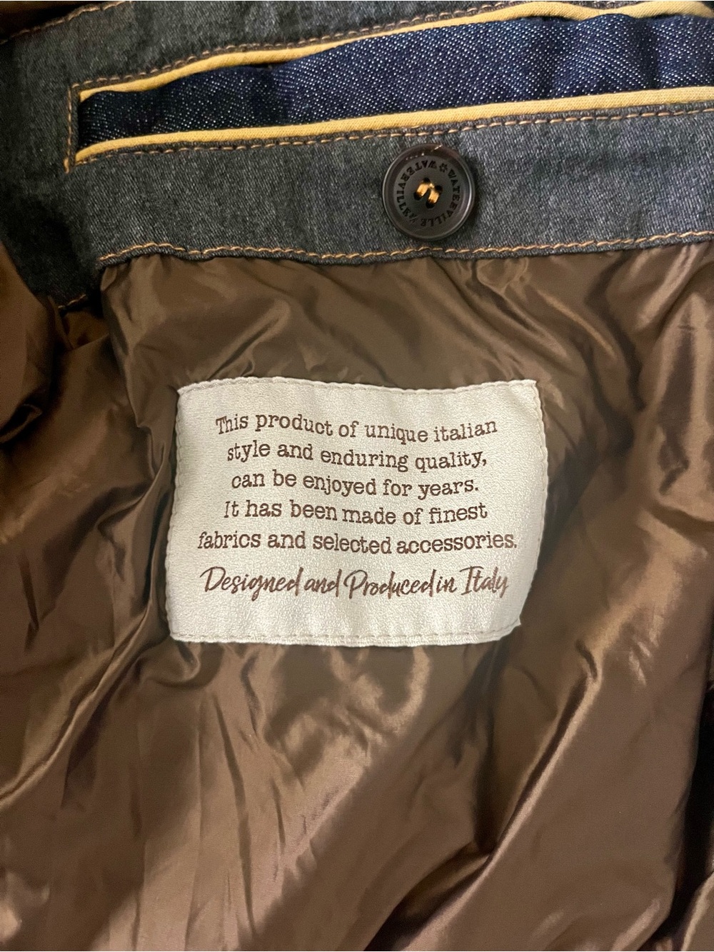 Waterville Italy Luxury Hybrid Denim Quilted Jacket Sz IT 56 US Large - Picture 7 of 9